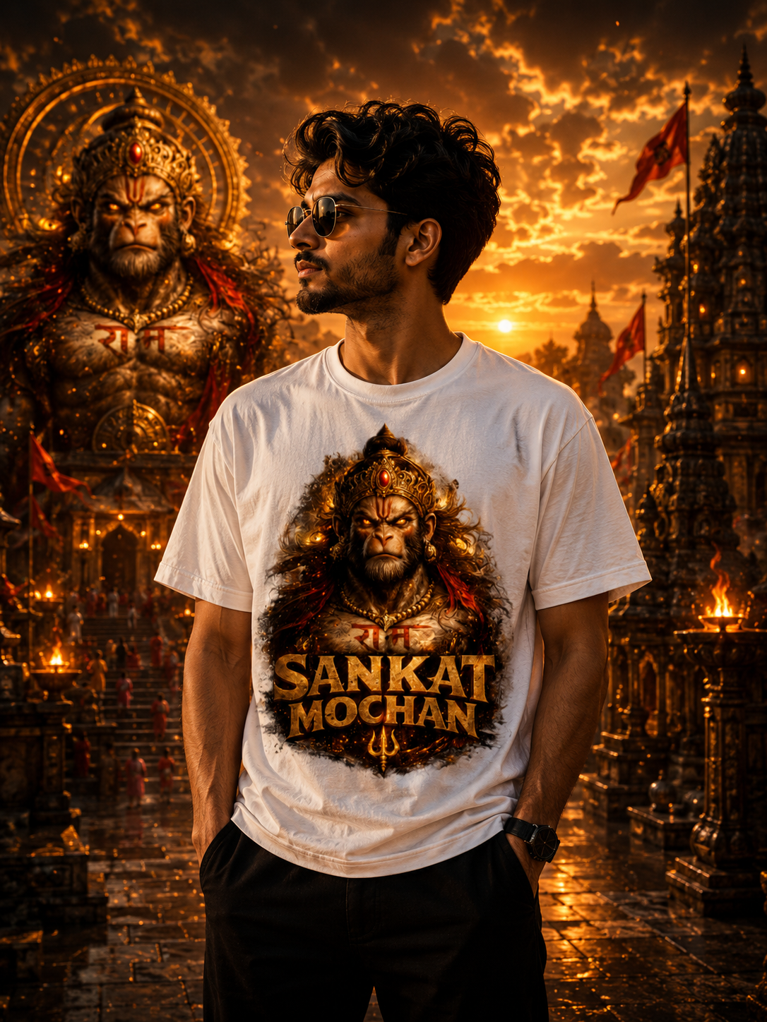 Sankat Mochan Hanuman Crew T-Shirt